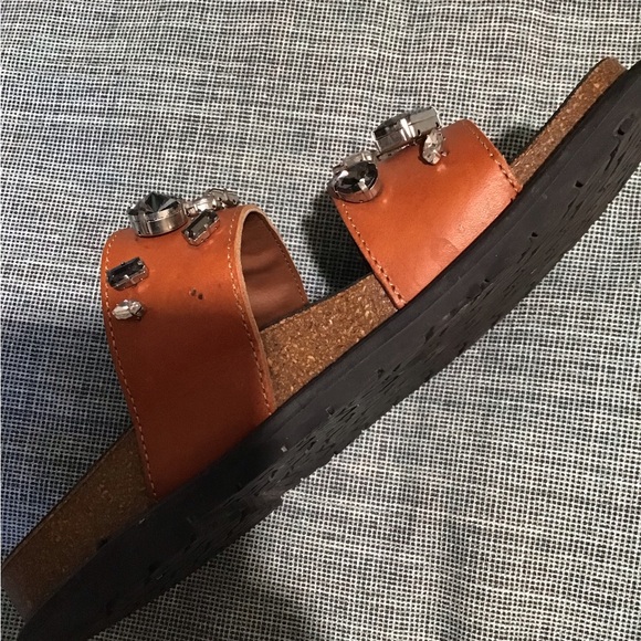 ZARA TRAFALUC LEATHER  Rhinestone Sandals Size37 is 61/2 Very Beautiful.See Pics - Picture 8 of 10